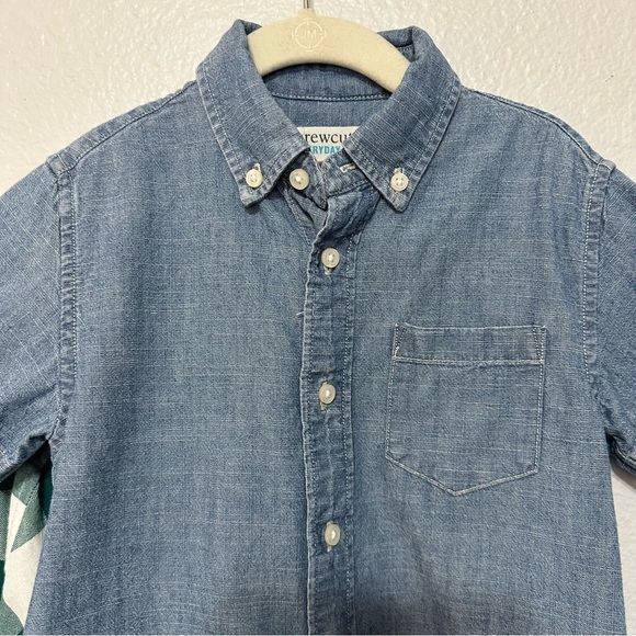 Crewcuts Shirts Boy's Size 4-5 Lot‎ Blue Green Cotton Denim Flannel Button Front - Picture 6 of 10